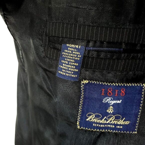 Brooks‎ Brothers 1818 Regent Wool 3 Button Suit Jacket 42R Gray Striped - Picture 8 of 10